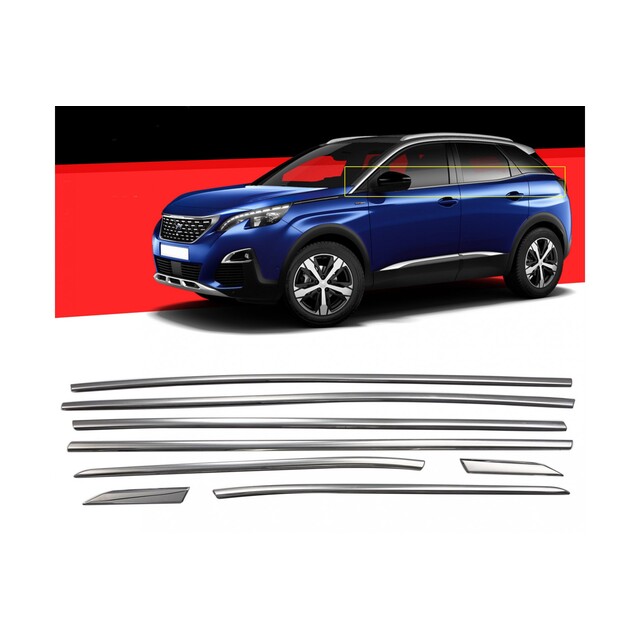 TRIM  ΠΟΡΤ ΜΠΑΓΚΑΖ ΧΡΩΜΙΟ ΜΕΤΑΛΛΙΚΟ S-Dizayn ΓΙΑ PEUGEOT 3008 2016+- 8 Τεμ.