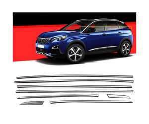 TRIM  ΠΟΡΤ ΜΠΑΓΚΑΖ ΧΡΩΜΙΟ ΜΕΤΑΛΛΙΚΟ S-Dizayn ΓΙΑ PEUGEOT 3008 2016+- 8 Τεμ.