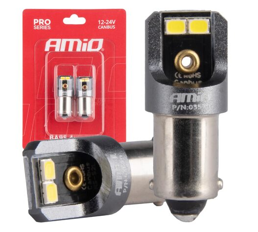 Amio - ΛΑΜΠΑΚΙΑ T4W BA9s 12/24V 6.000K 4xSMD LED CAN-BUS ΛΕΥΚΟ 2016 PRO SERIES - 2 Τεμ. (03579/AM)