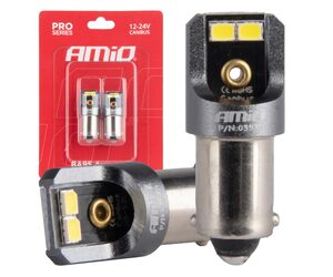 Amio - ΛΑΜΠΑΚΙΑ T4W BA9s 12/24V 6.000K 4xSMD LED CAN-BUS ΛΕΥΚΟ 2016 PRO SERIES - 2 Τεμ. (03579/AM)