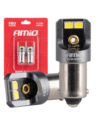 Amio - ΛΑΜΠΑΚΙΑ T4W BA9s 12/24V 6.000K 4xSMD LED CAN-BUS ΛΕΥΚΟ 2016 PRO SERIES - 2 Τεμ. (03579/AM)