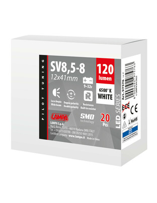 ΛΑΜΠΑΚΙΑ ΠΛΑΦΟΝΙΕΡΑΣ 9>32V SV28,5-8 2SMDx1CHIP LED 120lm CAN-BUS 12x41mm ΛΕΥΚΟ ΚΟΥΤΙ LAMPA - 20 ΤΕΜ.