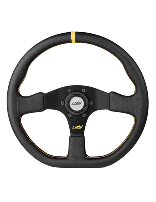 ΤΙΜΟΝΙ STEALTH CORSA 355mm ΤΡΙΑΚΤΙΝΟ ΔΕΡΜΑΤΙΝΟ ΜΑΥΡΟ LUISI