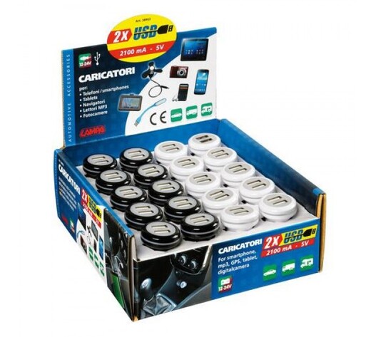 Στάντ Φορτιστές Αναπτήρα USB 12/24V 2100mA 5V- Στάντ με 20 φορτιστές