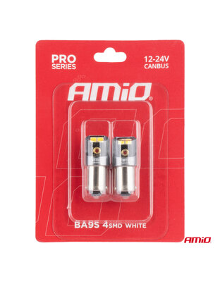 Amio - ΛΑΜΠΑΚΙΑ T4W BA9s 12/24V 6.000K 4xSMD LED CAN-BUS ΛΕΥΚΟ 2016 PRO SERIES - 2 Τεμ. (03579/AM)