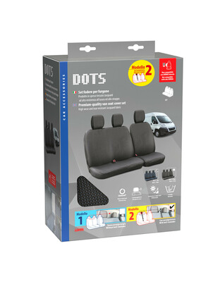 Καλύμματα Καθισμάτων Dots-2, με επανατυλικτήρα ζώνης - Μαύρο / Μπλε