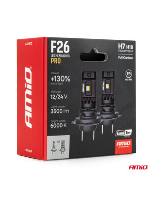 AMiO - Λάμπες LED F26 Pro Series H7/H18 12/24V 68W 2900-3550lm 6.000K Full Can-Bus Plug&Play - 2 Τεμ. (04872/AM)