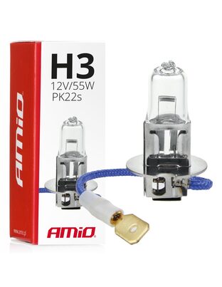 Amio – H3 PK22s 12V 55W LumiTec Λαμπτήρας Αλογόνου για Προβολείς / Φώτα Ομίχλης Αυτοκινήτου – 1 Τεμ. (01478/AM)
