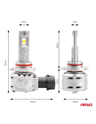 Amio - ΛΑΜΠΕΣ LED HΒ3 9005 10-16V 72W 6.500K 7920lm (ΑΝΕΜΙΣΤΗΡΑΚΙ) X2 SERIES - 2ΤΕΜ. (02975/AM)