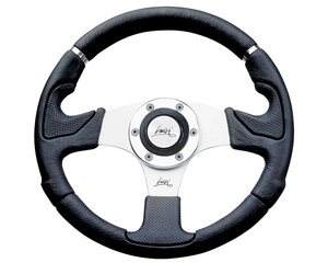 ΤΙΜΟΝΙ KOBRA EVO 320mm ΜΑΥΡΟ/ΑΣΗΜΙ ΚΕΝΤΡΟ LUISI