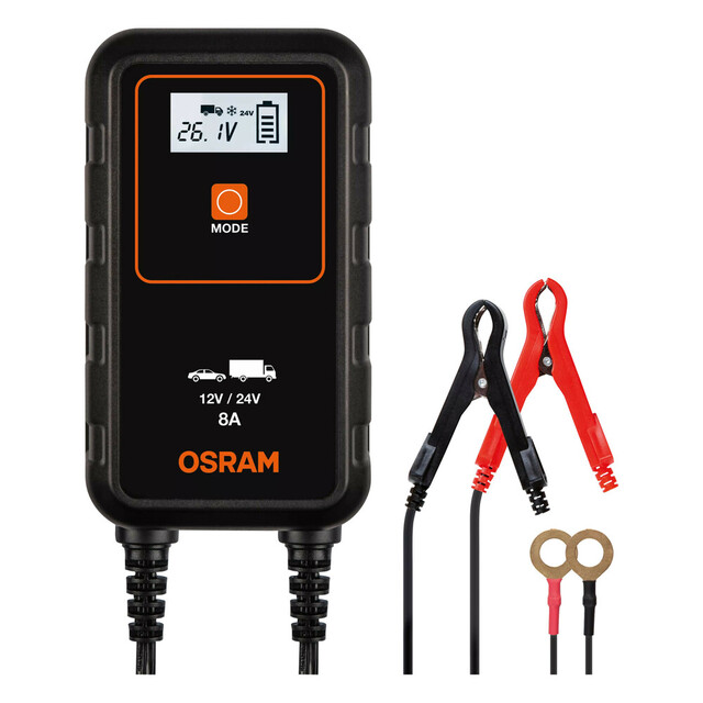 OSRAM - ΦΟΡΤΙΣΤΗΣ/ΣΥΝΤΗΡΗΤΗΣ ΜΠΑΤΑΡΙΑΣ ΜΕ ΟΘΟΝΗ LCD τάση λειτουργίας 12/24V απόδοσης 70-150Ah ένταση ρεύματος 0-8A για Επιβατικά Αυτοκίνητα και Φορτηγά - 1 τεμ. (L.OEBCS908/OA)
