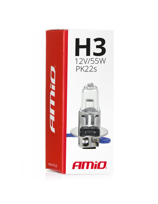 Amio – H3 PK22s 12V 55W LumiTec Λαμπτήρας Αλογόνου για Προβολείς / Φώτα Ομίχλης Αυτοκινήτου – 1 Τεμ. (01478/AM)