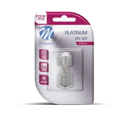 PY21W 12/24V BAU15s 2,8W 450lm 4xHP LED CANBUS ΚΙΤΡΙΝΟ BLISTER M-TECH -1ΤΕΜ.
