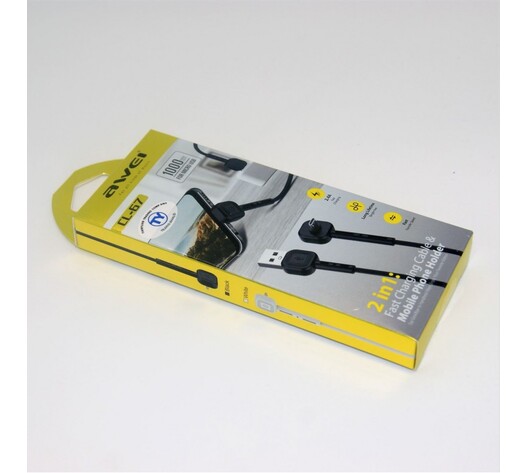 2σε1 micro-USB ΚΑΛΩΔΙΟ 2.4A ΦΟΡΤΙΣΗΣ ΚΑΙ ΣΤΗΡΙΞΗΣ ΣΥΣΚΕΥΗΣ AWEI PH-CL-67