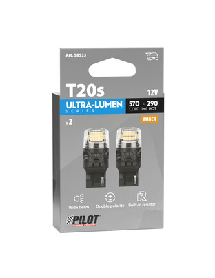 W21W (T20) 12V W3x16d 570/290lm ΠΟΡΤΟΚΑΛΙ ΦΩΣ LED CAN-BUS ULTRA-LUMEN SERIES 2ΤΕΜ.