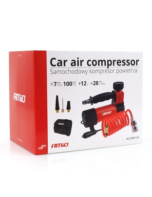 Amio - ΚΟΜΠΡΕΣΕΡ ΑΕΡΑ ΕΛΑΣΤΙΚΩΝ ΜΕΤΑΛΛΙΚΟ ACOMP-05 12V 100psi 7bar 28l/min ΜΕ ΦΙΣ ΑΝΑΠΤΗΡΑ ΚΑΙΚΑΛΩΔΙΟ 300cm - 1 ΤΕΜ. (02179/AM)
