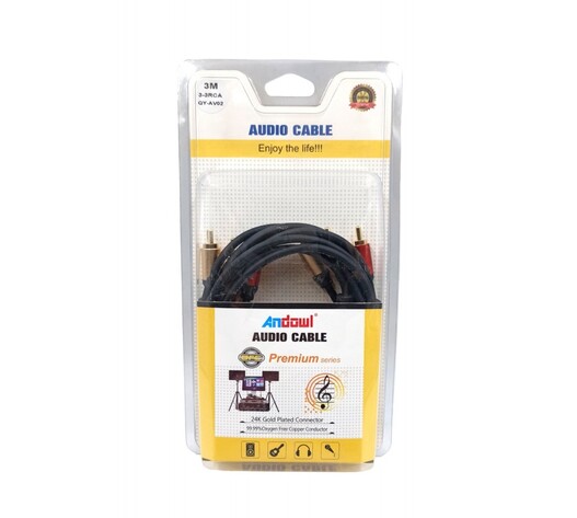 ΚΑΛΩΔΙΟ ΗΧΟΥ ΣΤΕΡΕΟ 3m AUX ΣΕ 3RCA ANDOWL QY-AV02