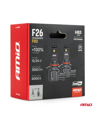 AMiO - Λάμπες LED F26 Pro Series HB3 12/24V 68W 2900-3550lm 6.000K Full Can-Bus Plug&Play - 2 Τεμ. (04874/AM)