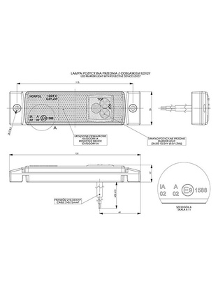 ΦΩΣ ΟΓΚΟΥ ΑΝΑΚΛΑΣΤΙΚΟ LD127 12/24V 3LED HORPOL ΛΕΥΚΟ 13 x 3  cm -1ΤΕΜ.