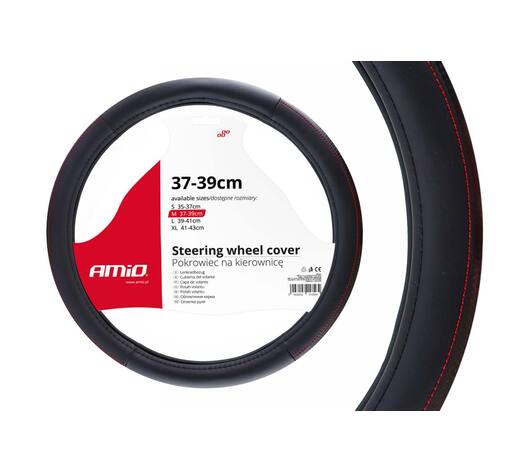 Amio - ΚΑΛΥΜΜΑ ΤΙΜΟΝΙΟΥ 37/39CM SWC-28 ΜΑΥΡΟ ΜΕ ΚΟΚΚΙΝΗ ΡΑΦΗ - 1 τεμ. (02565/AM)