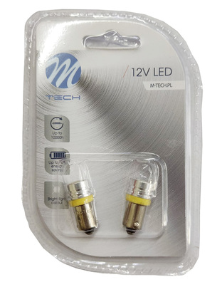 T4W 12V 1W BA9s (ΜΙΝΙΟΝ) LED 1xHP ΚΙΤΡΙΝΗ BLISTER  M-TECH -2ΤΕΜ.