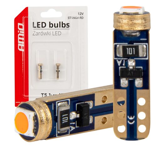 Amio - ΛΑΜΠΑΚΙΑ T5 W1W 12V 1SMD LED ΚΟΚΚΙΝΑ - 2 ΤΕΜ. (03727/AM)