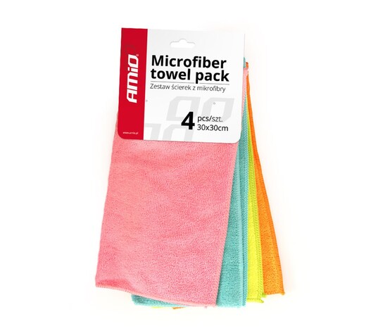 Amio - Πανάκια Γυαλίσματος Μικροΐνες (Microfiber) CWASH-02 διάσταση 30x30cm για Επιβατικά Αυτοκίνητα - 4 τεμ. (01046/AM)