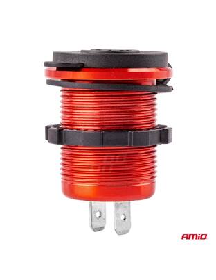 Amio - ΠΡΙΖΑ ΦΟΡΤΙΣΗΣ ΜΕ 2 ΘΥΡΕΣ USB ΚΑΙ ΚΑΠΑΚΙ ΚΟΚΚΙΝΗ/ΜΑΥΡΗ 12/24V 5V 3.1A MOD-10 - 1 τεμ. (02860/AM)