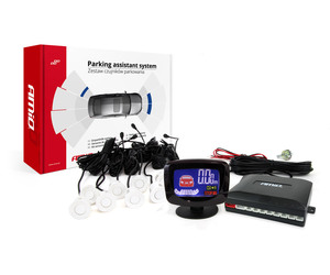 Amio – Σύστημα Παρκαρίσματος 12V με 8 Αισθητήρες 22mm Λευκό & Οθόνη LED GRAF για Απόλυτο Έλεγχο Απόστασης και Ασφαλές Παρκάρισμα – 1 Τεμ. (01600/AM)