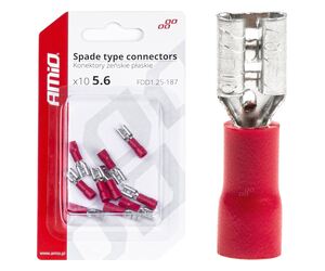 Amio - ΦΙΣΑΚΙΑ ΘΗΛΥΚΑ ΚΟΚΚΙΝΑ FDD1 1,25-187 /10A/ 5,6mm ΑΜΟ - 10 ΤΕΜ. (03061/AM)