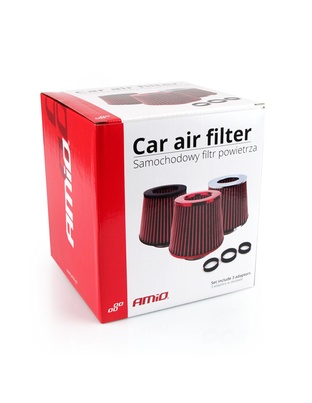 Amio - Φιλτροχοάνη Ελευθέρας AF-CARBON διαμέτρου 55-76mm 160x155x118mm με 3 Αντάπτορες για Βελτίωση Ροής Αέρα και Απόδοσης Κινητήρα - 1 Τεμ. (01713/AM)