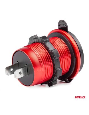 Amio - ΠΡΙΖΑ ΦΟΡΤΙΣΗΣ ΜΕ 2 ΘΥΡΕΣ USB + TYPE C ΚΑΙ ΚΑΠΑΚΙ ΚΟΚΚΙΝΗ 12/24V 5-12V 3.0A QUICK CHARGER MOD-09 -1 ΤΕΜ. (02859/AM)