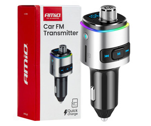 Amio - FM Transmitter Αυτοκινήτου 12/24V με 2xUSB Type-A και Υποδοχή microSD - 1 τεμ. (04654/AM)