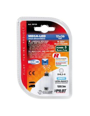 ΛΑΜΠΑΚΙ ΠΛΑΦΟΝΙΕΡΑΣ 9-32V 12x36mm 120lm ΛΕΥΚΟ MEGA-LED12 (ΔΙΠΛΗΣ ΠΟΛΙΚΟΤΗΤΑΣ) BLISTER 1ΤΕΜ.