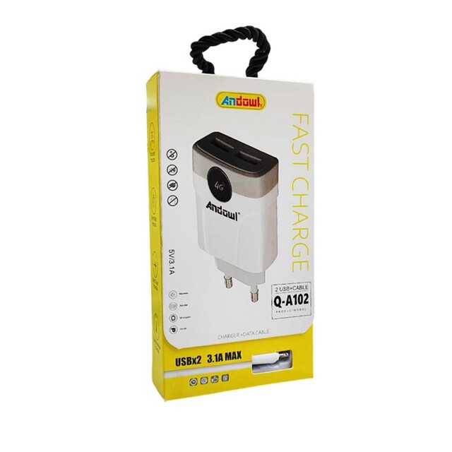 ANDOWL ΦΟΡΤΙΣΤΗΣ ΜΕ ΚΑΛΩΔΙΟ ΦΟΡΤΙΣΗΣ 2USB ΣΕ LIGHTNING Q-A102
