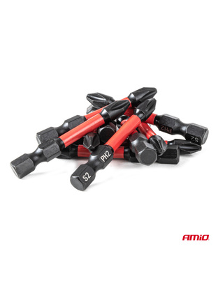 Amio – Μύτες Στρέψης Torsion PH2 HEX 1/4" 50mm Heavy Duty για Σταθερή Τοποθέτηση Εργαλείου & Καθημερινή Χρήση – Σετ 10 Τεμ. (04784/AM)