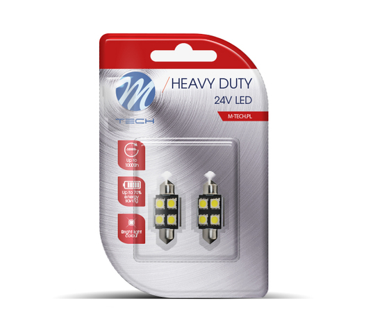 ΛΑΜΠΑΚΙΑ ΠΛΑΦΟΝΙΕΡΑΣ C5W 24V 0,24W SV8,5 36mm CAN-BUS 4xSMD5050 PREMIUM ΛΕΥΚΟ BLISTER 2ΤΕΜ M-TECH