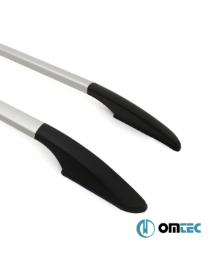 Omtec - Παράλληλες Μπάρες Οροφής Διαιρούμενες για Nissan NV200 2010 > / Chevrolet City Express 2015 > από Αλουμίνιο σε Ασημί Χρώμα και Μέγιστο Βάρος Φορτίου 75 kg - 2 τεμ. (D5035933/OM)