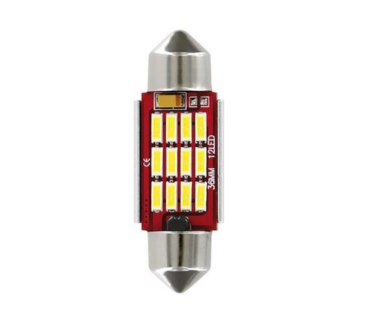 ΛΑΜΠΑΚΙ ΠΛΑΦΟΝΙΕΡΑΣ 12V 12x36mm 150lm ΛΕΥΚΟ MEGA-LED12 (ΔΙΠΛΗΣ ΠΟΛΙΚΟΤΗΤΑΣ- CAN-BUS) BLISTER 1ΤΕΜ.