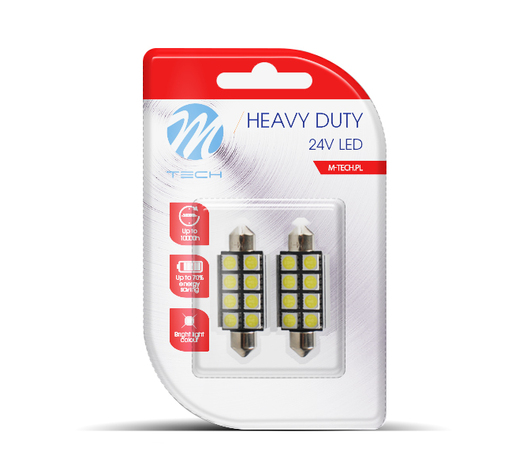 ΛΑΜΠΑΚΙΑ ΠΛΑΦΟΝΙΕΡΑΣ C5W 24V 0,24W SV8,5 41mm LED CAN-BUS 8xSMD505 ΛΕΥΚΟ BLISTER 2ΤΕΜ. M-TECH