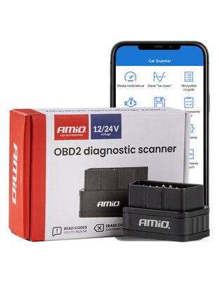 Amio - Διαγνωστικό Αυτοκινήτου OBD 2 τύπου ELM327 Bluetooth PIC25K80 τάση λειτουργίας 12V με ασύρματη σύνδεση για Επιβατικά Αυτοκίνητα - 1 τεμ. (04731/AM)