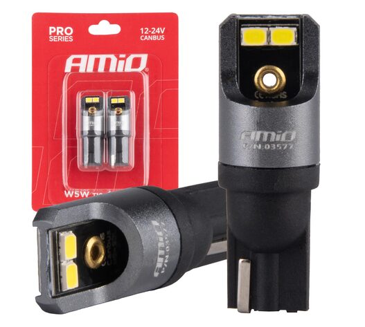 Amio - ΛΑΜΠΑΚΙΑ T10 W5W 12/24V 6.000K 4xSMD LED CAN-BUS ΛΕΥΚΟ 2016 PRO SERIES - 2 Τεμ. (03577/AM)