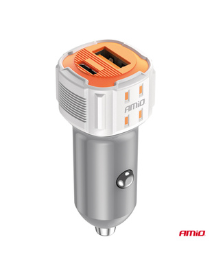 Amio - ΦΟΡΤΙΣΤΗΣ ΑΝΑΠΤΗΡΑ 12/24V ΜΕ 2 ΘΥΡΕΣ USB-C+USB 20W 5V/3AQC ΤΑΧΕΙΑΣ ΦΟΡΤΙΣΗΣ ΛΕΥΚΟΣ - 1 Τεμ. (03882/AM)