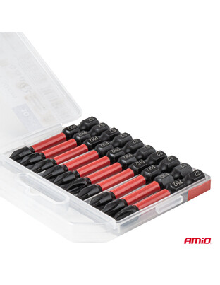Amio – Μύτες Στρέψης Torsion PH2 HEX 1/4" 50mm Heavy Duty για Σταθερή Τοποθέτηση Εργαλείου & Καθημερινή Χρήση – Σετ 10 Τεμ. (04784/AM)