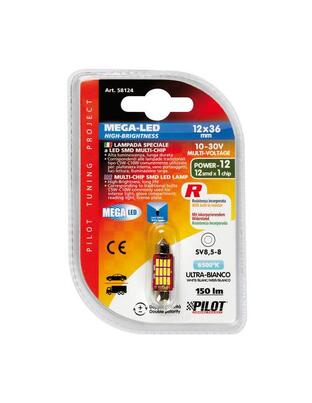 ΛΑΜΠΑΚΙ ΠΛΑΦΟΝΙΕΡΑΣ 12V 12x36mm 150lm ΛΕΥΚΟ MEGA-LED12 (ΔΙΠΛΗΣ ΠΟΛΙΚΟΤΗΤΑΣ- CAN-BUS) BLISTER 1ΤΕΜ.