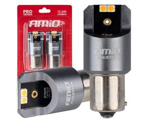 Amio - ΛΑΜΠΕΣ LED CAN-BUS PΥ21W BAU15S 12/24V 6.000K 4xSMD ΠΟΡΤΟΚΑΛΙ PRO SERIES - 2 ΤΕΜ. (03584/AM)