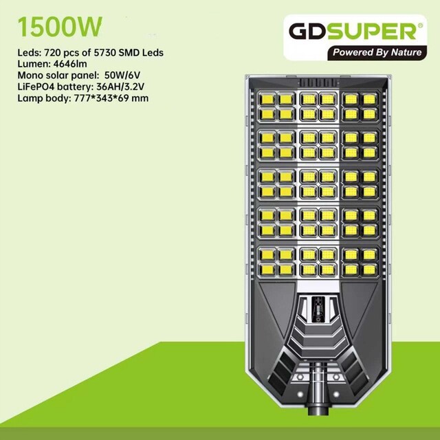 GDSUPER ΗΛΙΑΚΟΣ ΠΡΟΒΟΛΕΑΣ ΔΡΟΜΟΥ 1500W 6500K GD-01-1500W