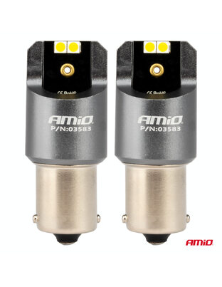 Amio - ΛΑΜΠΕΣ LED CAN-BUS P21W BA15S 12/24V 6.000K 4xSMD ΛΕΥΚΟ PRO SERIES - 2 ΤΕΜ. (03583/AM)