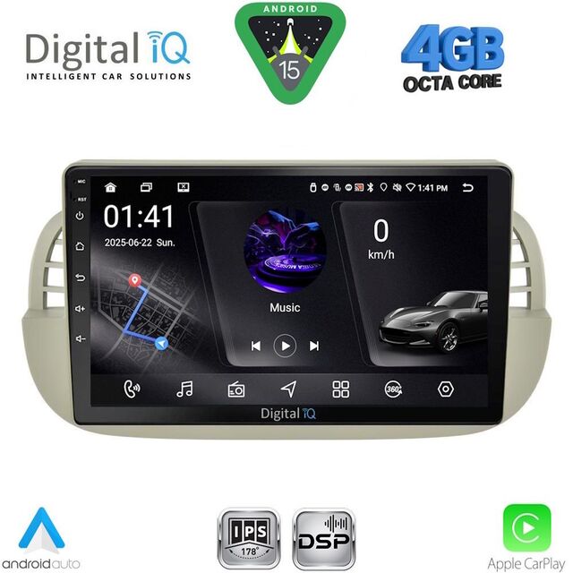 DIGITAL IQ RSG 6130BG_CPA (9inc) MULTIMEDIA TABLET for FIAT 500 mod. 2007-2015 (BEIGE)