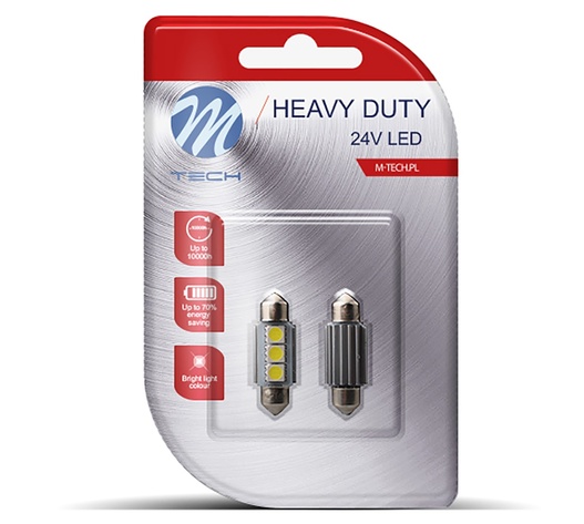 ΛΑΜΠΑΚΙΑ ΠΛΑΦΟΝΙΕΡΑΣ C5W/C10W 24V 1W SV8,5 36mm LED CAN-BUS 3xSMD5050 ΛΕΥΚΟ BLISTER 2ΤΕΜ. M-TECH